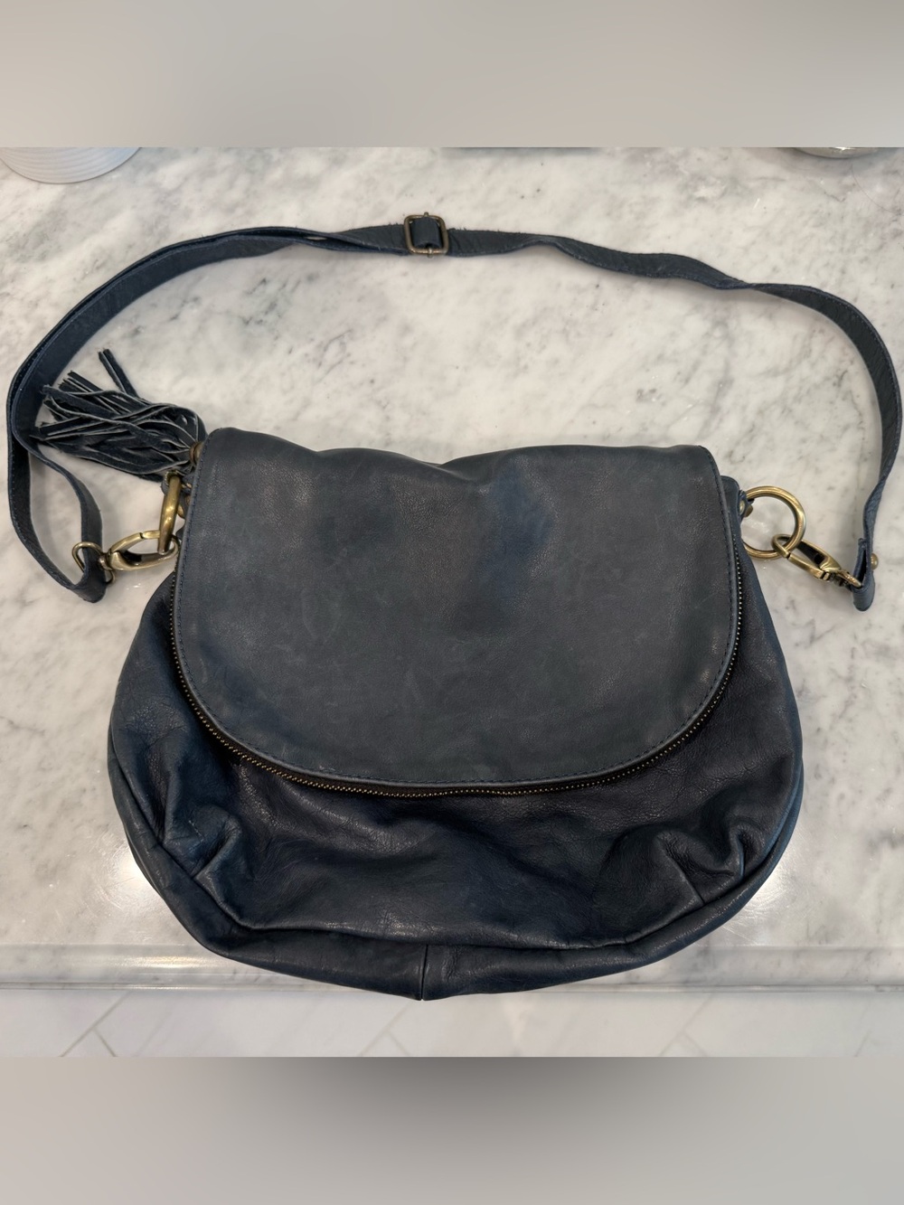 Frederic Paris Navy Blue Leather Purse